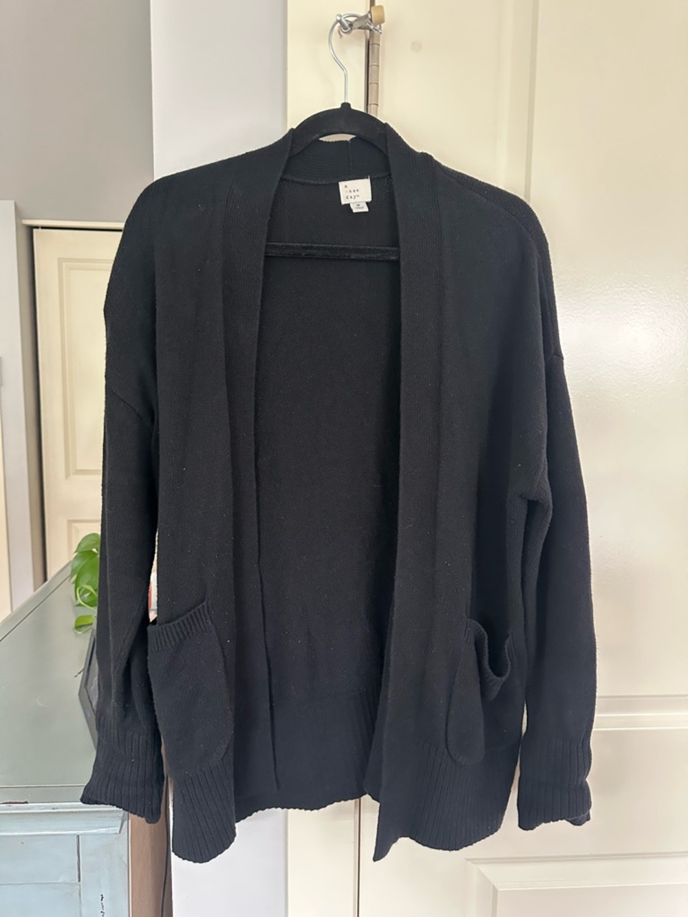 Black Open-Front Knit Cardigan